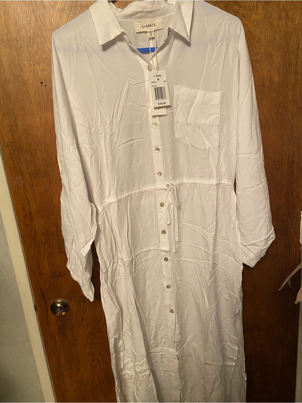 l*space White Long-Sleeve Button-Front Shirt Dress